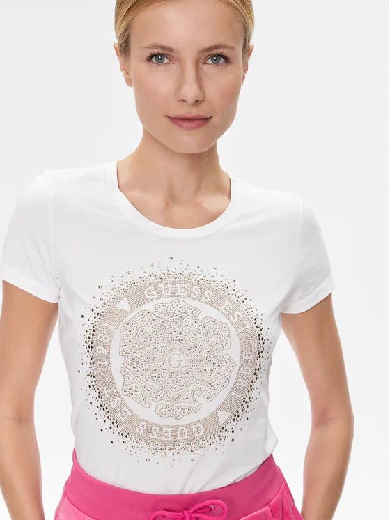 Guess Damen T-Shirt Logo-Nieten