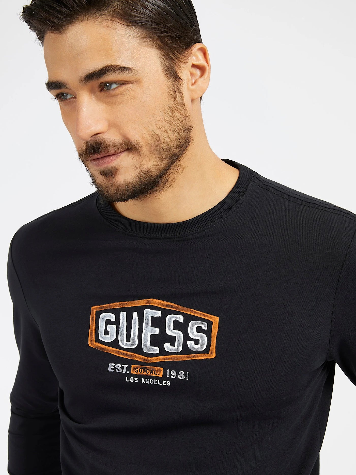 Herren Guess Stretch-T-Shirt mit Frontlogo