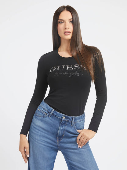 Guess T-Shirt stretch frontlogo strass