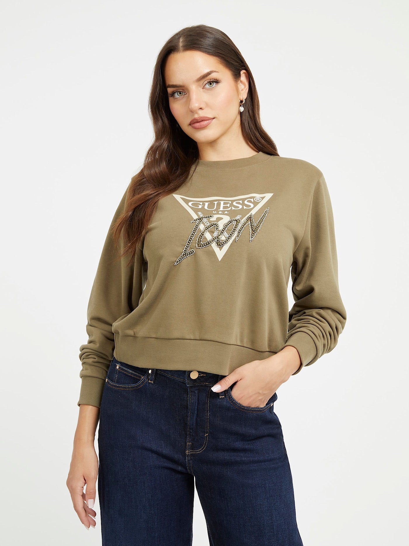 Guess Damen Sweatshirt Icon logo-Dreieck